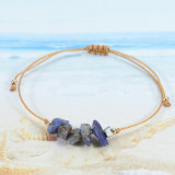 European and American cross-border new handmade beaded gravel beach bracelet with irregular colored original paraffin thread woven bracelet