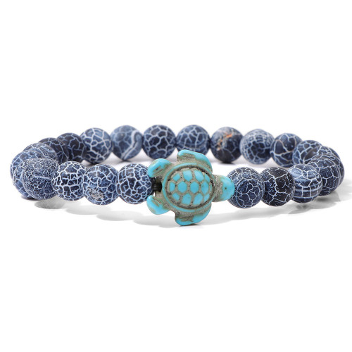 Amazon's cross-border hot selling natural stone powder crystal bracelet beach beach turquoise sea turtle simple bracelet wholesale