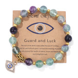 Lucky Bracelet with Natural Stone Beads, Gold Separated Beads, Yoga Energy Bracelet, Bright Black Diamond Devil's Eye Bracelet