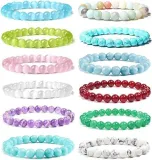 Amazon Hot Selling 8mm Gemstone Bead Bracelet Women's Stone Bead Healing Elastic Round Bead Crystal Gemstone Bracelet