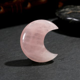 Cross border hot selling natural crystal carved moon pendant, original stone perforated crescent necklace, DIY accessory accessories