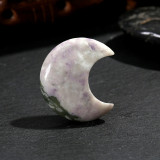 Cross border hot selling natural crystal carved moon pendant, original stone perforated crescent necklace, DIY accessory accessories