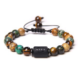 Natural Stone Bead Bracelet, Male Twelve Zodiac Signs, African Turquoise Weaving Bracelet, Female Wish Cross border Hot Sale