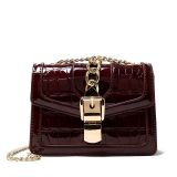 Advanced and Styled Lacquer Leather Small Square Bag Spring/Summer New Stone Pattern Single Shoulder Small Crossbody Women's Bag Mobile Phone Bag