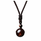 Amazon Cross border Amazon 16MM Tiger Eye Stone Necklace with Natural Obsidian Pendant and Amethyst Necklace for Men