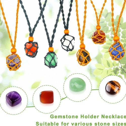 Natural Irregular Handmade Turquoise Stone Energy Stone Bracelet Set Woven Mesh Bag DIY Necklace Pendant