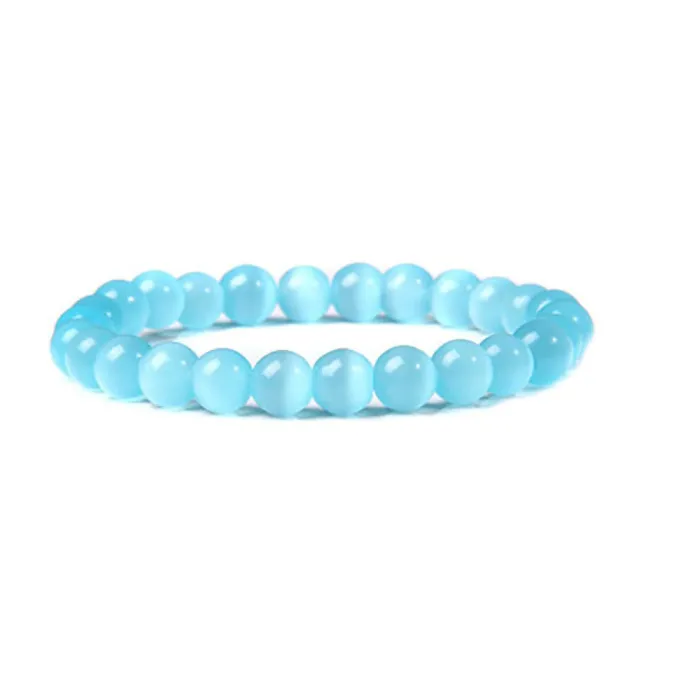 Amazon Hot Selling 8mm Gemstone Bead Bracelet Women's Stone Bead Healing Elastic Round Bead Crystal Gemstone Bracelet