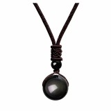Amazon Cross border Amazon 16MM Tiger Eye Stone Necklace with Natural Obsidian Pendant and Amethyst Necklace for Men