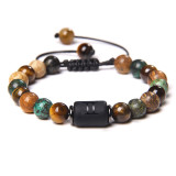 Natural Stone Bead Bracelet, Male Twelve Zodiac Signs, African Turquoise Weaving Bracelet, Female Wish Cross border Hot Sale