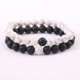 Frosted stone, white turquoise, stacked bracelets, ins design, peacock blue, agate beads, men's and women's bracelets, cross-border supply