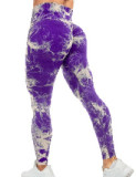 Cross border Seamless Peach Yoga Tight Pants for Women Tied Dyed and Drift Printed High Waist and Hip Lifting Sports Running and Fitness Pants