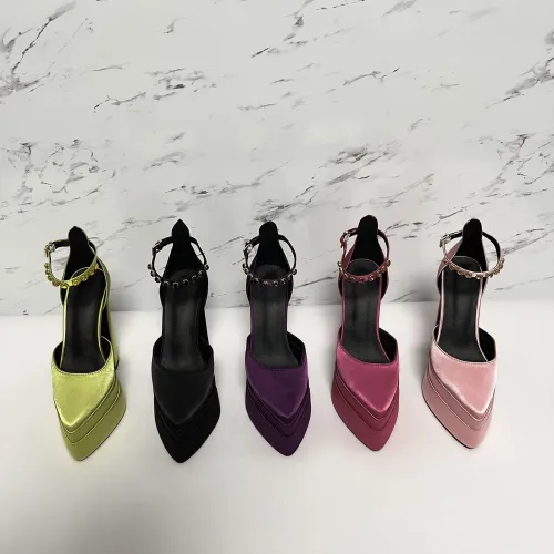 Fan S New Thick High Heels 14.5cm Single Shoes Foreign Trade Heels Colored Water Diamond Waterproof Platform Thick Bottom Pointed Women's Large
