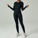 European and American cross-border seamless yoga jumpsuit, sports and fitness jumpsuit, tight fitting long sleeved yoga suit, women's waist pants