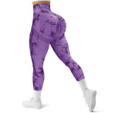 Cross border Seamless Peach Yoga Tight Pants for Women Tied Dyed and Drift Printed High Waist and Hip Lifting Sports Running and Fitness Pants