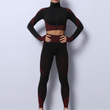 Cross border autumn and winter new seamless and sexy yoga clothes from Europe and America, popular peach buttocks fitness pants, women's running and fitness set