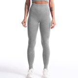High waisted seamless yoga pants, women's tight fitting, hip lifting, elastic fitness and sports cropped pants, cycling and sports pants