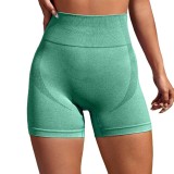 Amazon Cross border Solid Color Yoga 3/4 Pants High Waist Elastic Fitness Shorts Honey Peach Hip Sports Tight Pants Wholesale