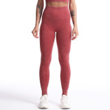 High waisted seamless yoga pants, women's tight fitting, hip lifting, elastic fitness and sports cropped pants, cycling and sports pants