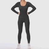 Amazon's New Integrated Solid Color Seamless Knitted Hip Lifting Sexy Yoga Sportswear Tight Bodysuit from Europe and America