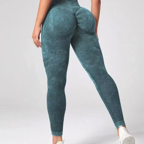 Hollow seamless yoga pants, high waisted, beautiful buttocks, fitness pants for women, water washed and frosted sports, shaping, and lifting buttocks pants for external wear