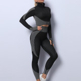 Cross border autumn and winter new seamless and sexy yoga clothes from Europe and America, popular peach buttocks fitness pants, women's running and fitness set