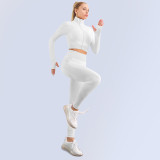 European and American large-sized yoga suit, women's sports suit, fitness suit, shock-absorbing sports long sleeved top, peach buttocks yoga pants