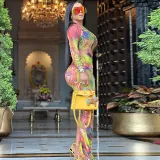 fashion printed long sleeve hollow out elegant casual dresses sexy split maxi dress 2023 spring women clothes
