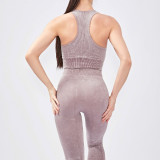 In stock! European and American cross-border nude tight yoga bra set seamless sports running fitness vest set for women