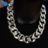 3.5cm Wide Gold Silver Color Hip Hop Necklace Fashion Jewelry CCB Plastic Cuban Link Chain Choker for Men