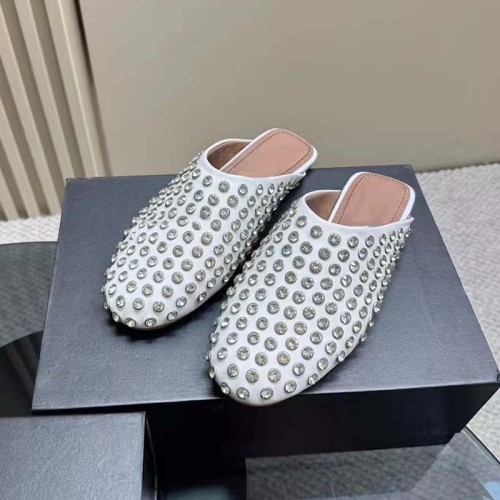 Gaoding European and American Foreign Trade New Fashionable Water Diamond Rivet Wrap Head Cool Slippers Women's Fashion Square Tail Muller Women's Shoes