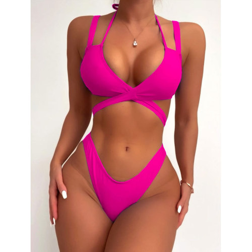 New sexy European and American neckband split swimsuit, Amazon AliExpress high waisted backless bikini