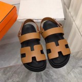 Summer New Sandals Women's Foreign Trade Large Size European and American Casual Outwear One line Thick Sole Velcro Buckle Roman Sandals