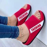 New style slippers for women's foreign trade, large size, thick sole, one line exposed toe fabric, European and American casual outerwear women's shoes, wholesale in stock