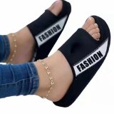 New style slippers for women's foreign trade, large size, thick sole, one line exposed toe fabric, European and American casual outerwear women's shoes, wholesale in stock