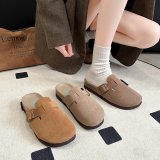 Boken Shoes Spring/Summer New Thick Sole Half Tug Foreign Trade Large Round Head Belt Buckle Retro One Step Padded Tug Slippers