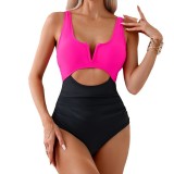 New European and American one-piece swimsuits with contrasting colors for women's Amazon stock wholesale, available in multiple colors