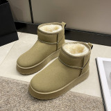 Thick soled short snowy boots for women's winter new versatile plush, thick anti slip and warm cotton shoes, cotton boots