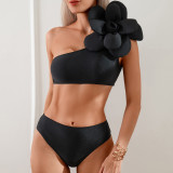 New European and American bikini three piece dress style parent-child swimsuit women's bikini 3D large flower manufacturer in stock