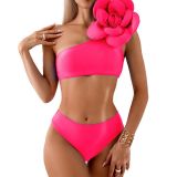 New European and American bikini three piece dress style parent-child swimsuit women's bikini 3D large flower manufacturer in stock