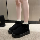 Thick soled short snowy boots for women's winter new versatile plush, thick anti slip and warm cotton shoes, cotton boots
