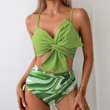 European and American split swimsuit women купальник Wholesale of solid color printed bikini swimwear manufacturers
