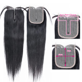 Cross border wig 4x4T lace human hair block in stock straight Tclosure human hair