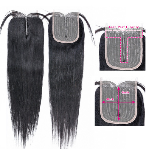 Cross border wig 4x4T lace human hair block in stock straight Tclosure human hair