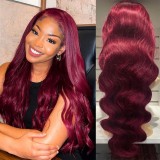 Factory straight lace real human hair wine red headband Body Wave human hair wigs
