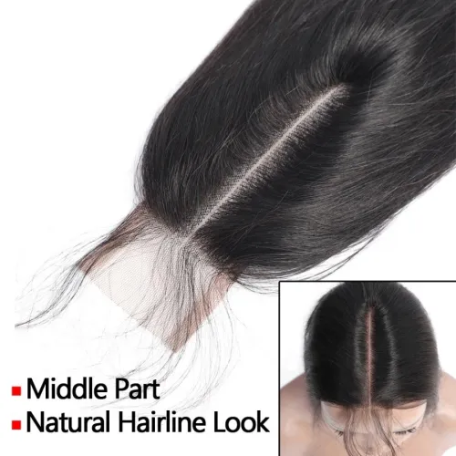 Amazon Front Lace Straight Human Hair Handwoven Hair Block 2x6 Closure Straig Human Hair