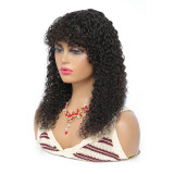 Full mechanism human hair headgear wig kink curly human hair Machine Made wigs