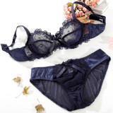 Wholesale of popular European and American sexy lace transparent bra sets by manufacturers, ultra-thin and breathable large size underwear for women 9160