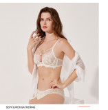 New French Lace Underwear Set for Women's Thin Large Chest Show Small Size Sexy Eyelash Gathering Women's Bra