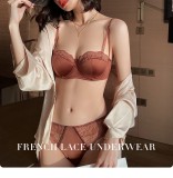 New Foreign Trade Sexy Smooth Lace Edge French Bra Set, Popular Thin, Large Chest, Small Underwear for Women