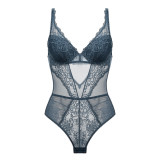 Lace seductive transparent European and American tight sexy jumpsuit French sexy jumpsuit